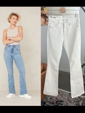 NWT Kings of Indigo Marie High-Rise Flare White Denim